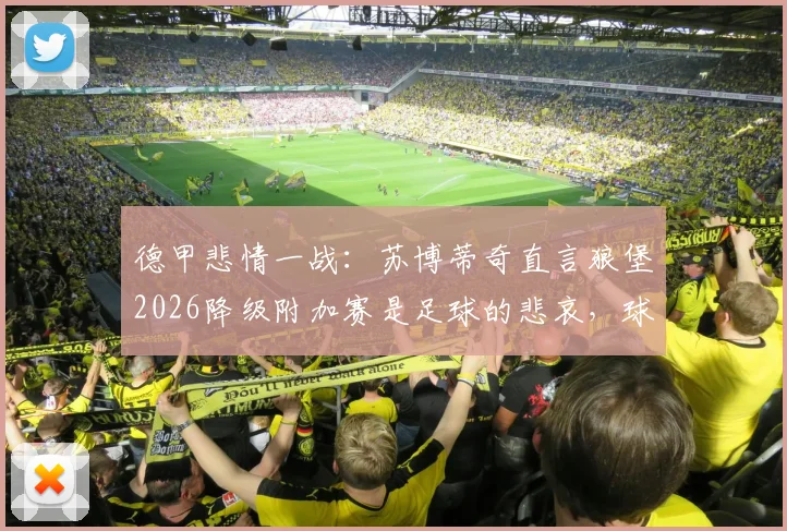德甲悲情一战：苏博蒂奇直言狼堡2026降级附加赛是足球的悲哀，球迷未来何去何从？
